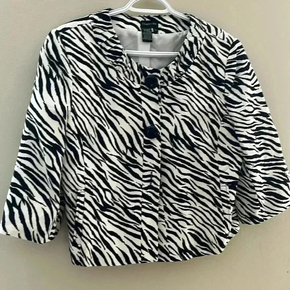 ❤️2/$50❤️[US10] Chapter One Lined  Zebra Print Linen Blend Button Up Jacket - Picture 1 of 5